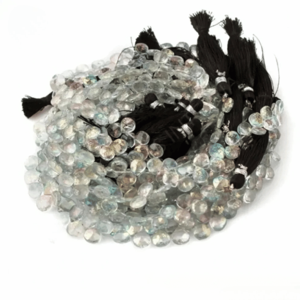 Aura Quartz Heart Shape Beads, Faceted Aura Quartz Beads, 7mm Approx Aura Quartz