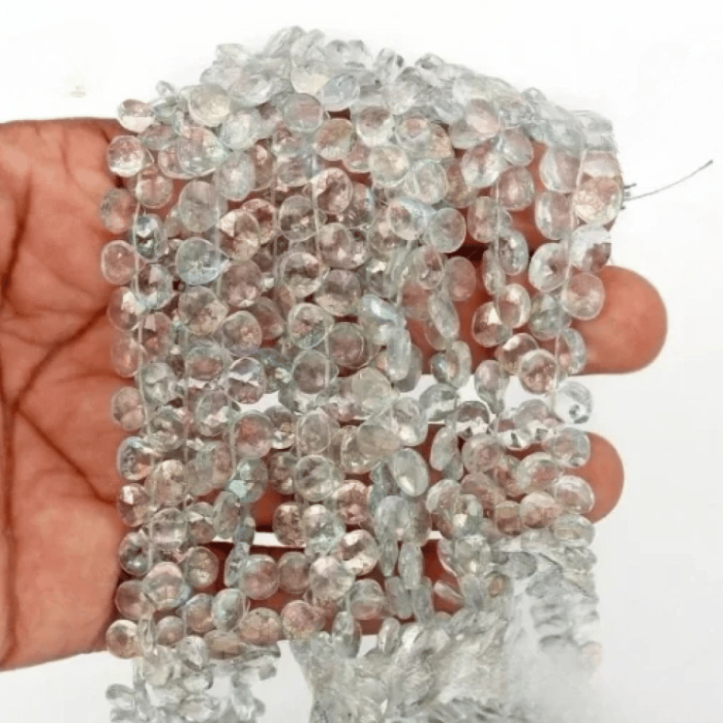 Aura Quartz Heart Shape Beads, Faceted Aura Quartz Beads, 7mm Approx Aura Quartz