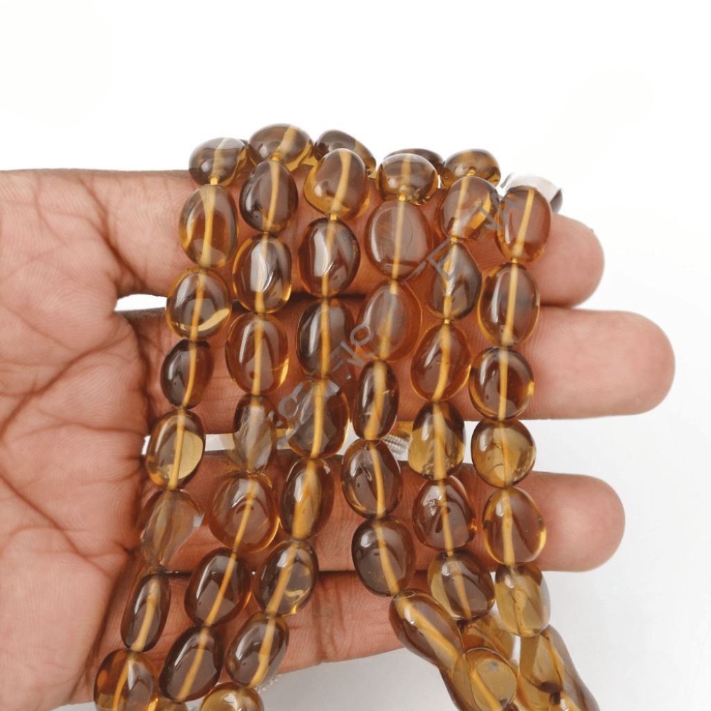 Whisky Quartz Gemstone Necklace 8-15.5mm Appro Quartz Beads mala Necklace