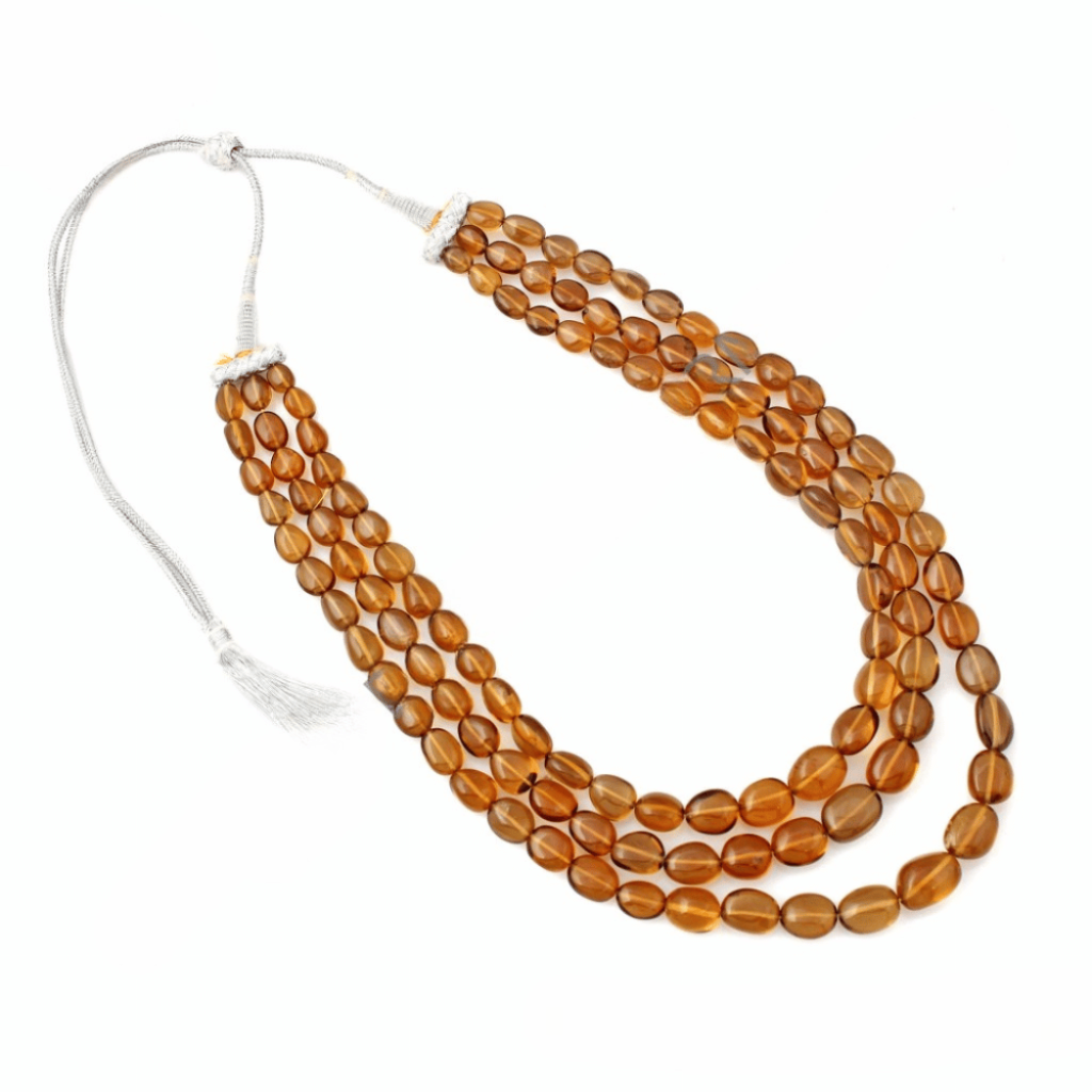 Whisky Quartz Gemstone Necklace 8-15.5mm Appro Quartz Beads mala Necklace