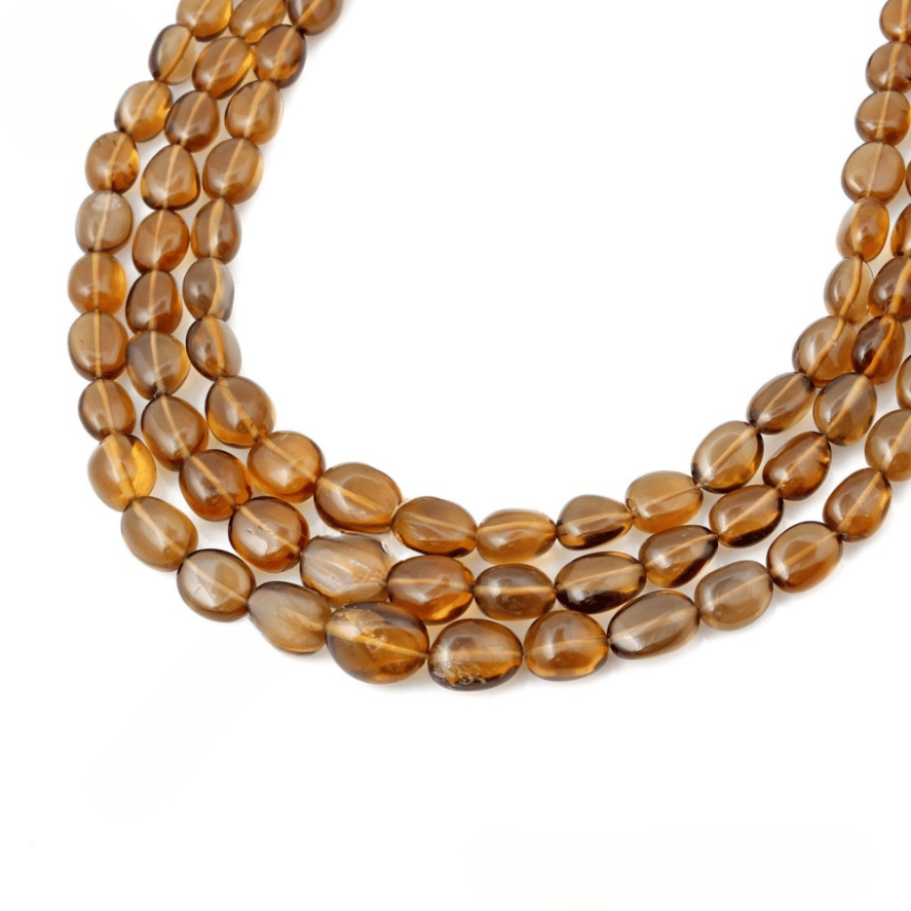 Whisky Quartz Gemstone Necklace 8-15.5mm Appro Quartz Beads mala Necklace