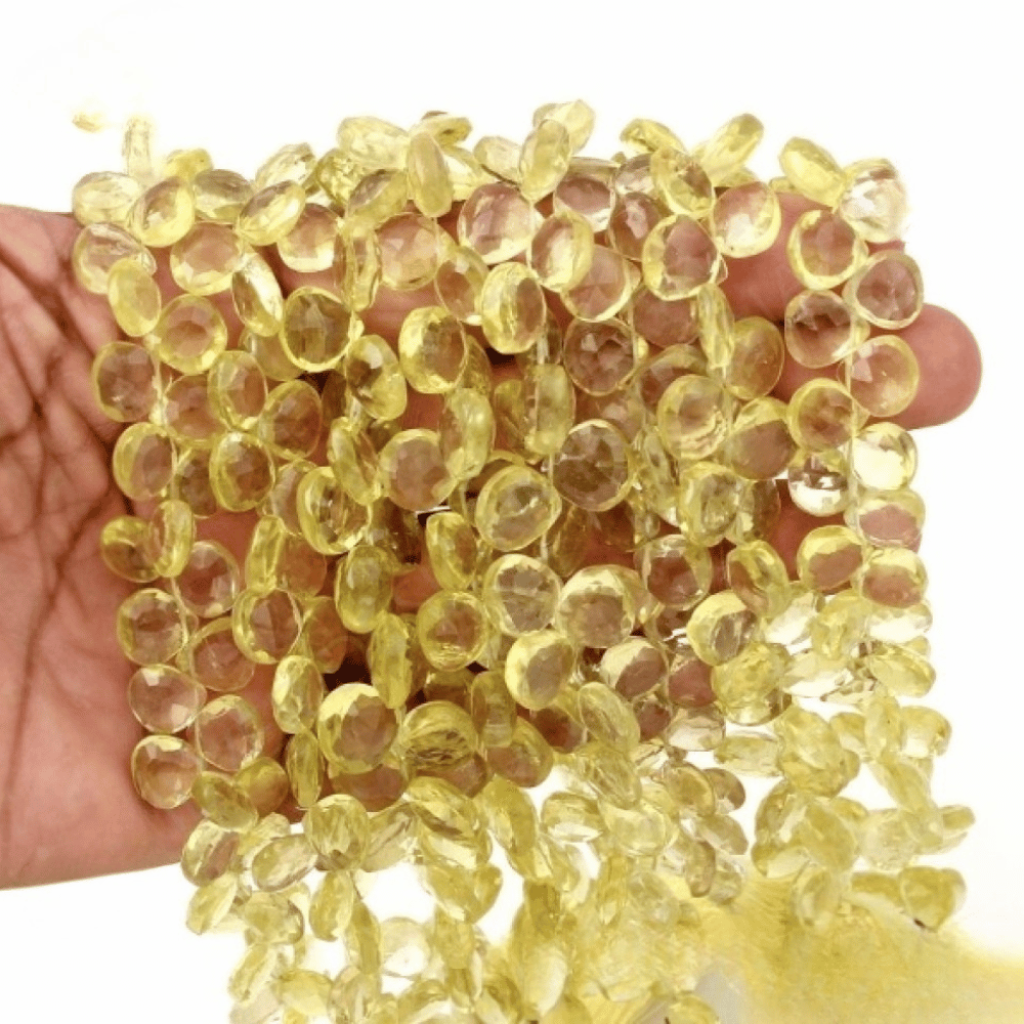 Lemon Quartz Heart Shape Faceted 8-12mm Approx 8 Strand Beads