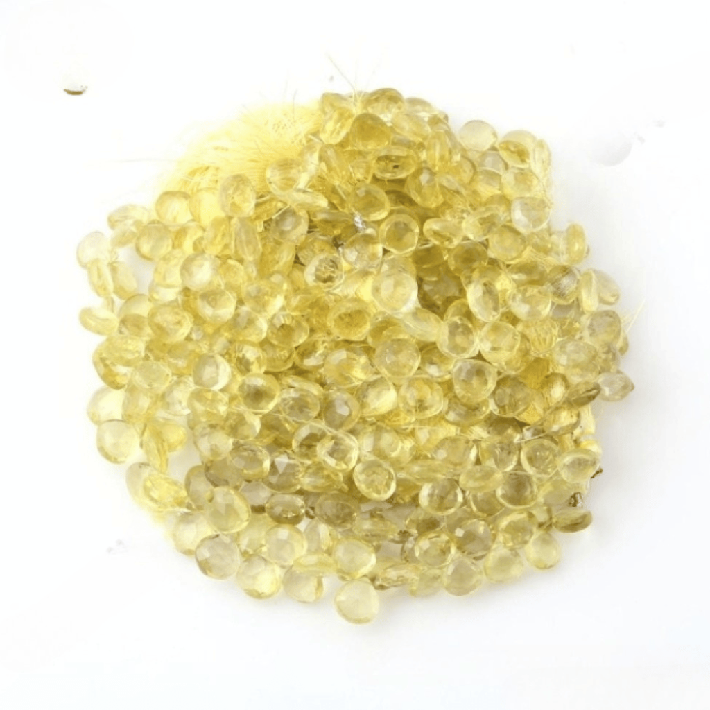 Lemon Quartz Heart Shape Faceted 8-12mm Approx 8 Strand Beads