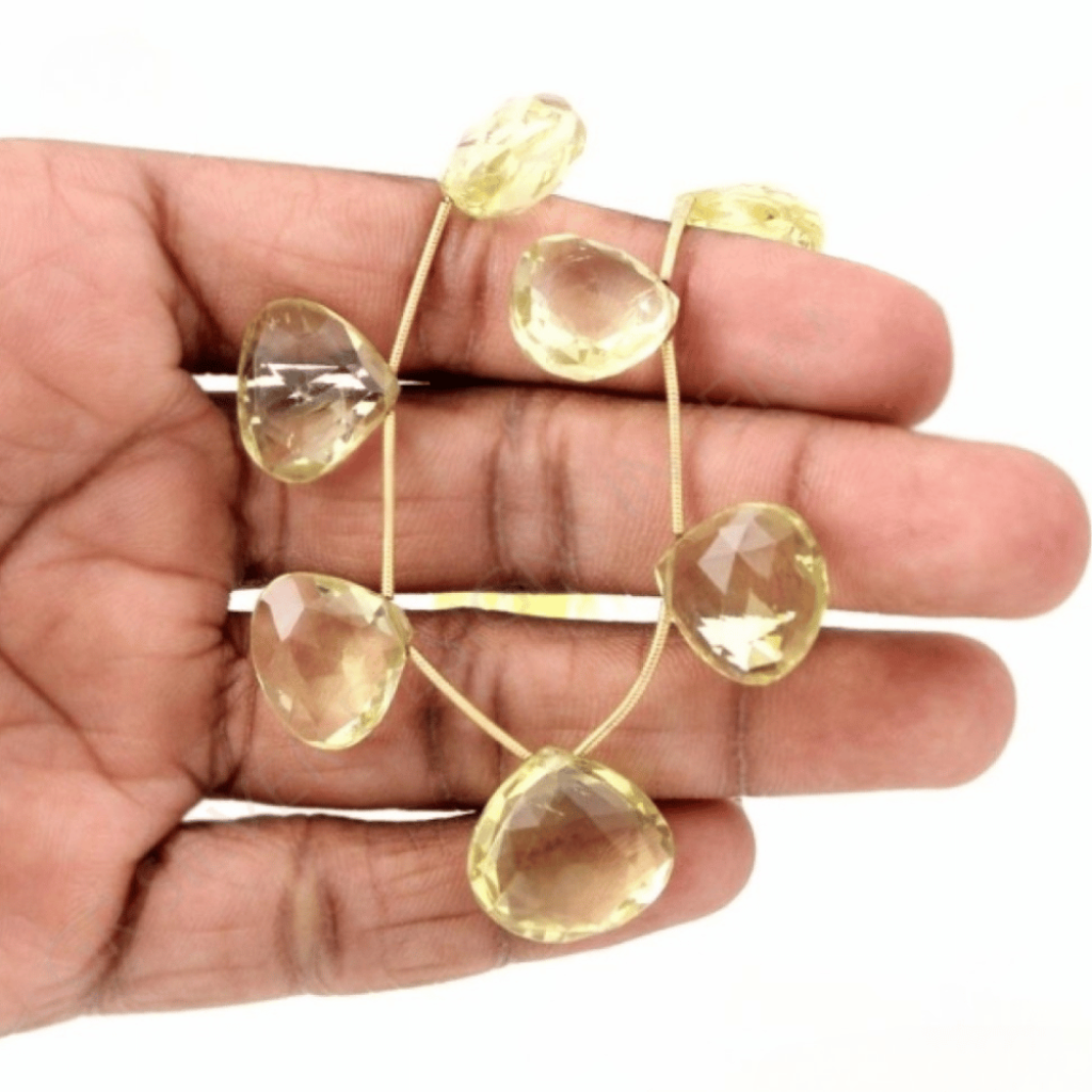 Lemon Quartz Heart Shape Beads, Natural Lemon Quartz Faceted Beads, 14-17.5mm Approx 1 Strands