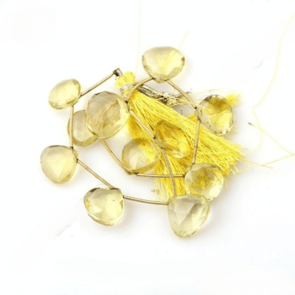 Lemon Quartz Heart Shape Beads, Natural Lemon Quartz Faceted Beads, 14-17.5mm Approx 1 Strands