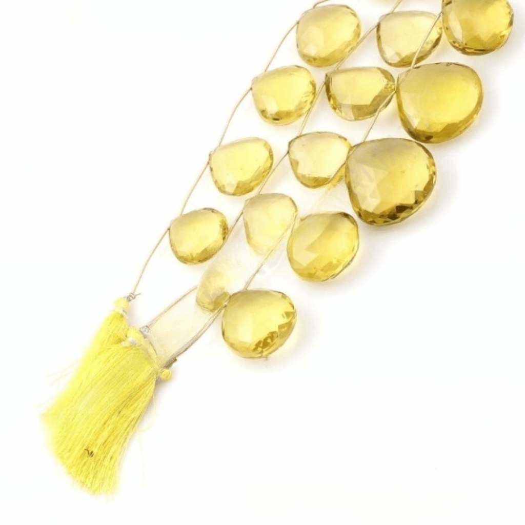 Lemon Quartz Heart Shape Beads, Natural Lemon Quartz Faceted Beads, Big size Lemon Quartz Beads