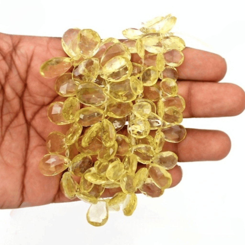 Lemon Quartz Pear Shape Gemstone Beads 10-23mm Approx 1 Strand