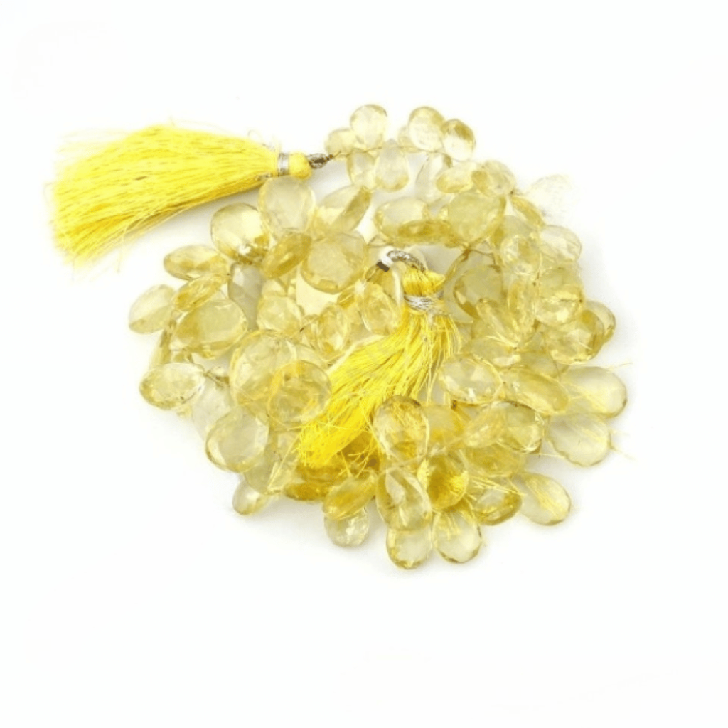 Lemon Quartz Pear Shape Gemstone Beads 10-23mm Approx 1 Strand