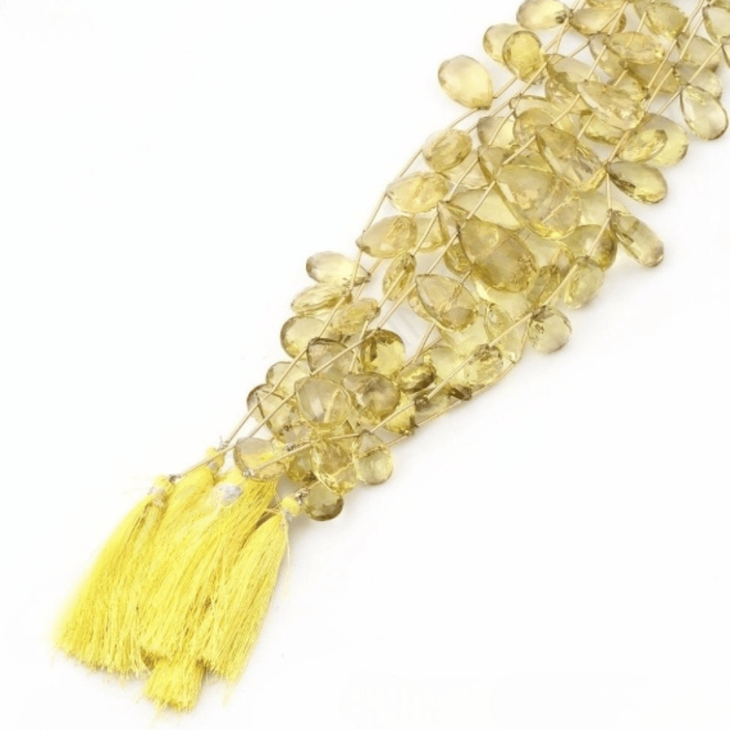 Lemon Quartz Pear Shape Gemstone Beads 16-30mm Approx 8 Strands