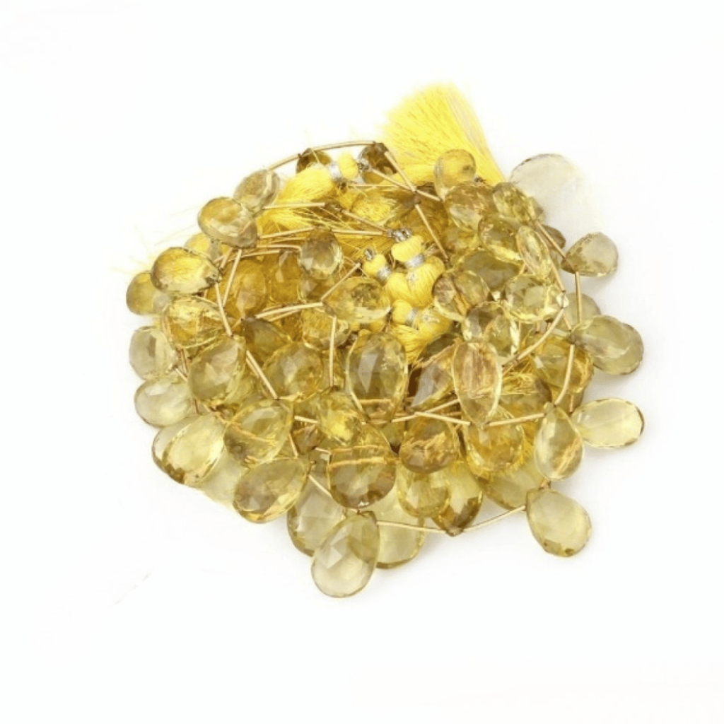 Lemon Quartz Pear Shape Gemstone Beads 16-30mm Approx 8 Strands