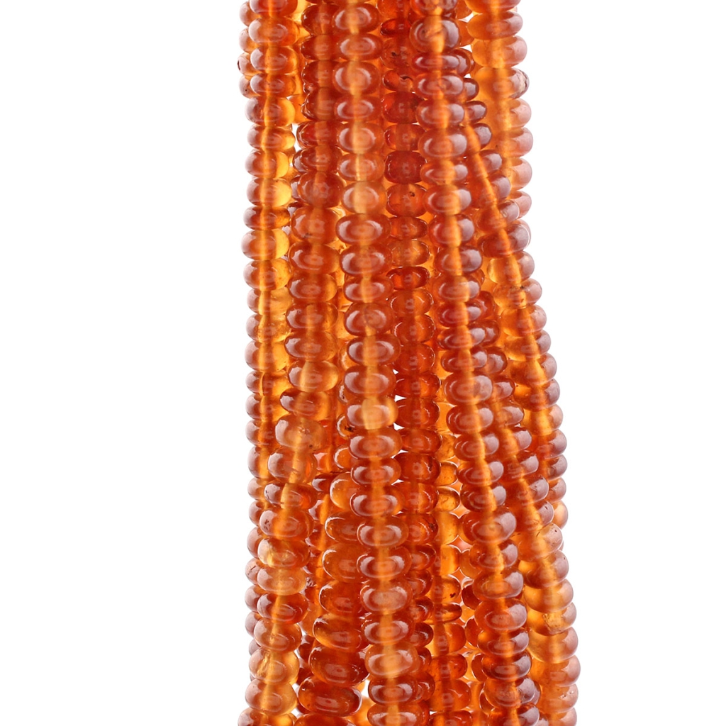 Natural Hessonite Garnet 4-6mm Round Smooth Gemstone Beads