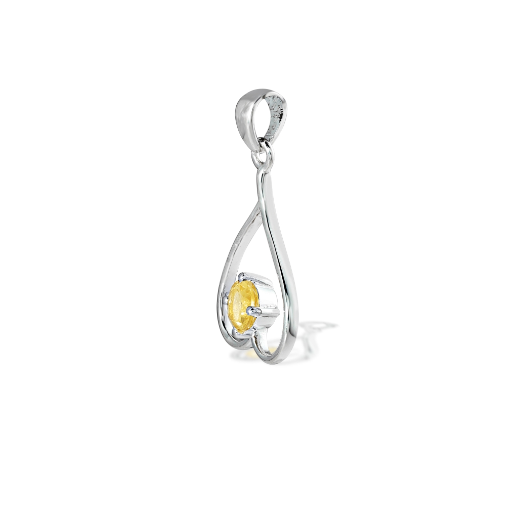 Natural Citrine November Birthstone Sterling Silver Pendant Necklace For Women
