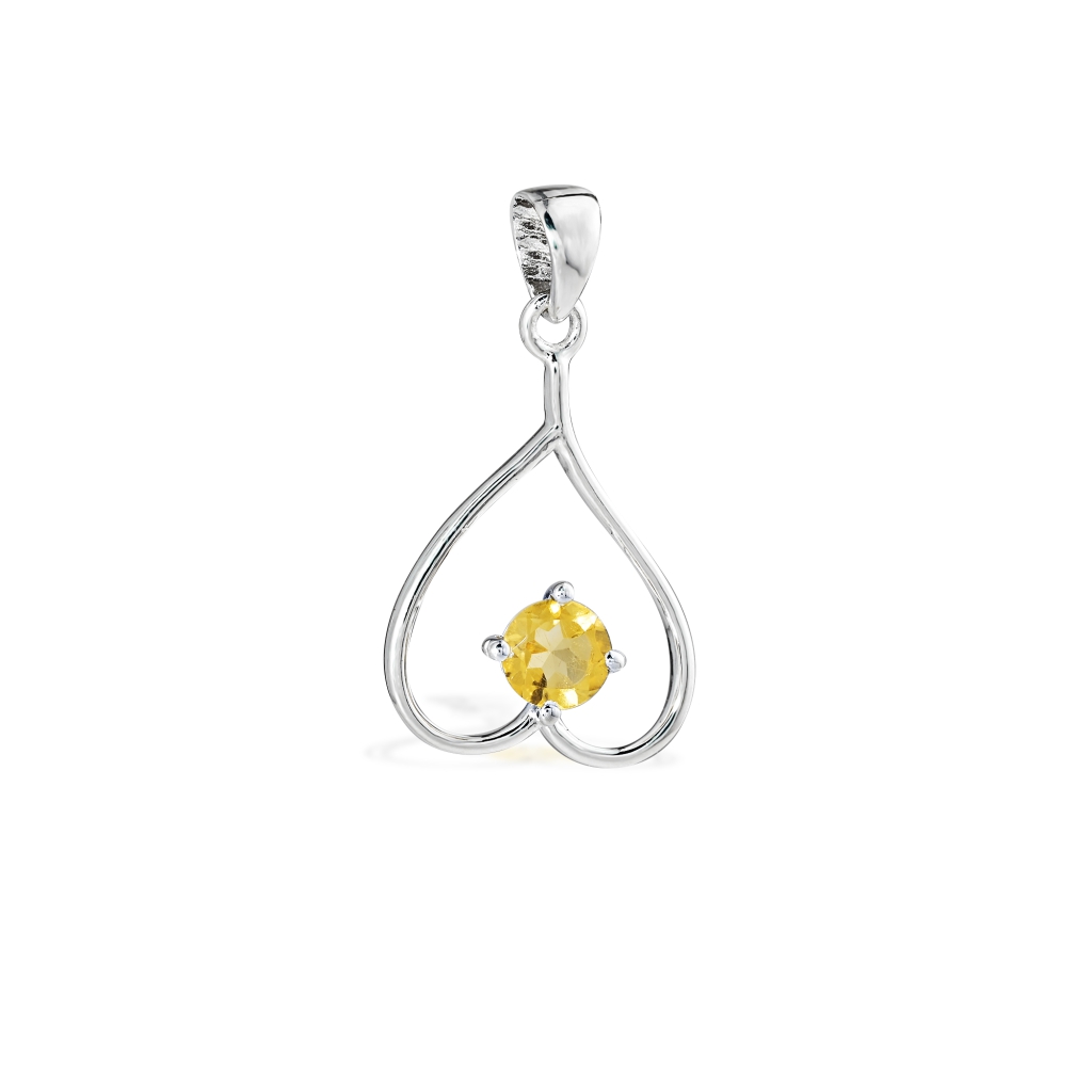 Natural Citrine November Birthstone Sterling Silver Pendant Necklace For Women