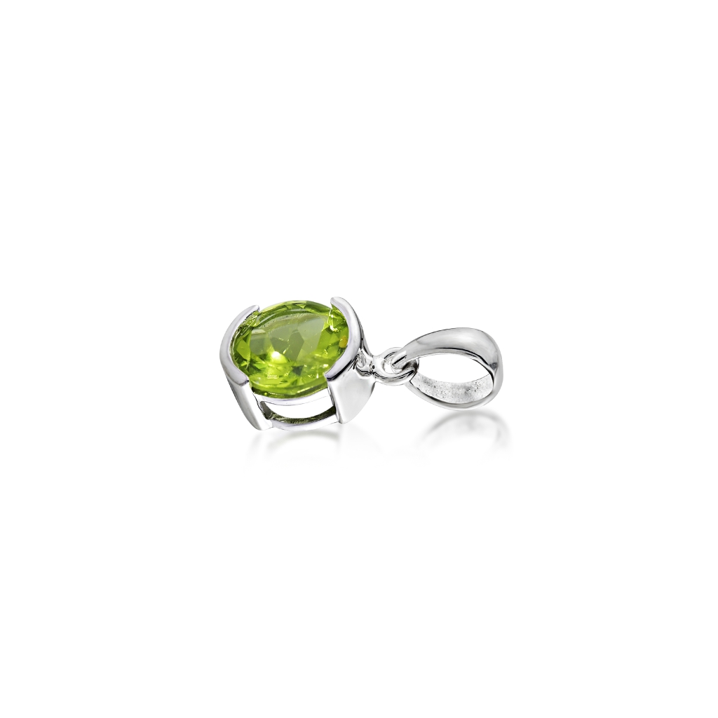 925 Sterling Silver Green Peridot Birthstone Chain Pendant