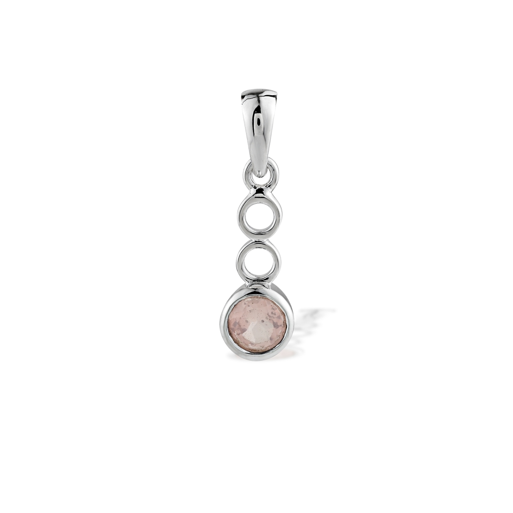 Rare Natural Rose Quartz Birthstone Sterling Silver Pendant Necklace