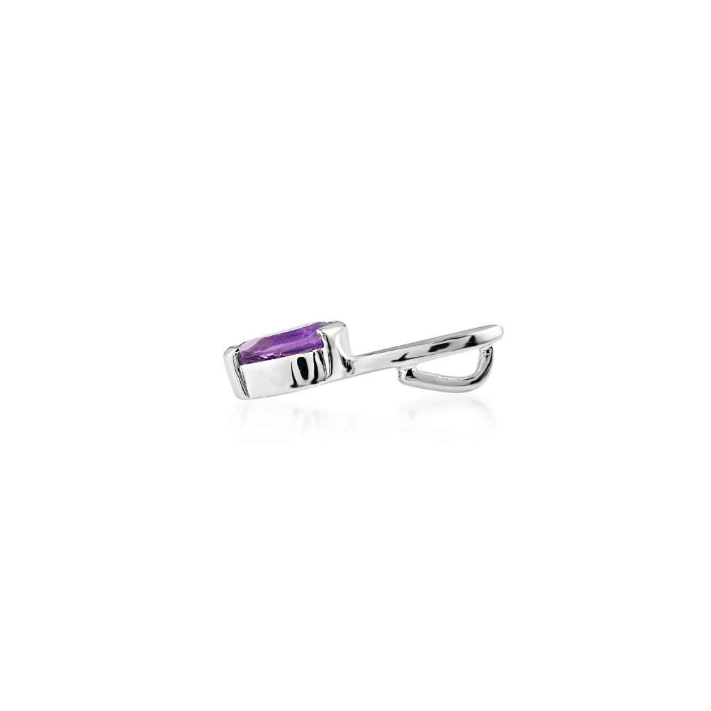925 Sterling Silver Twisted Amethyst Drop Pendant