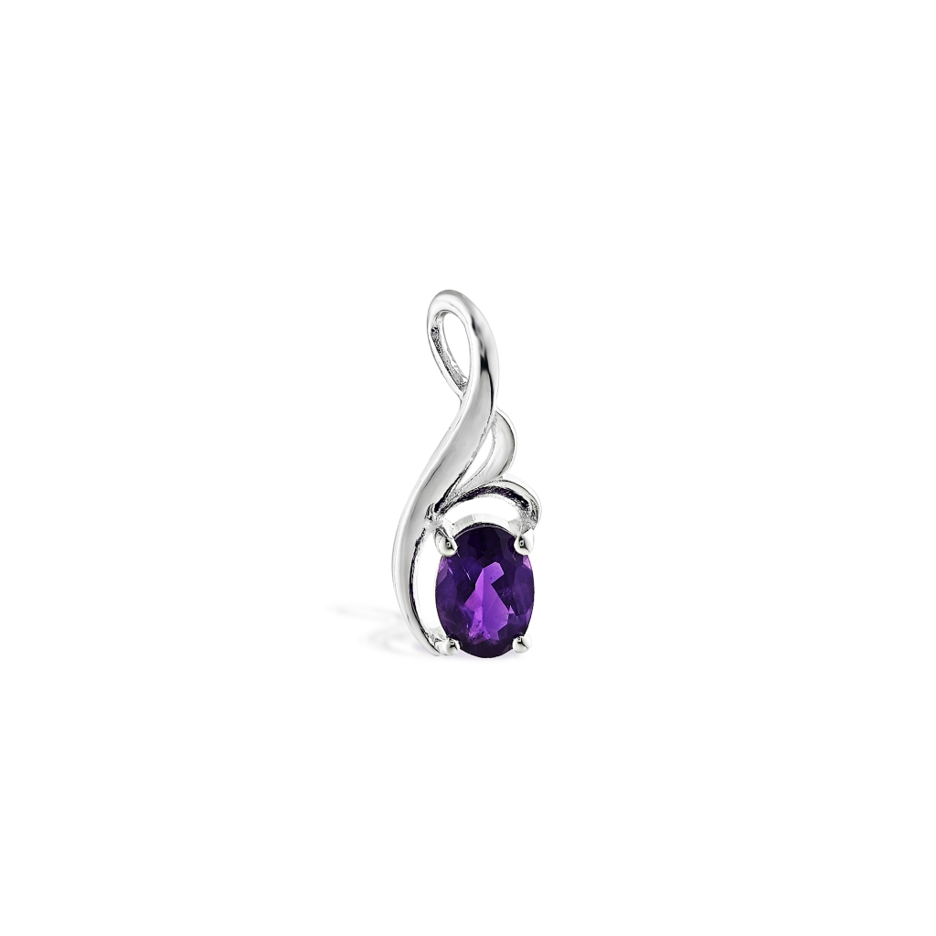 925 Sterling Silver Amethyst Swirl Pendant Necklace For Women