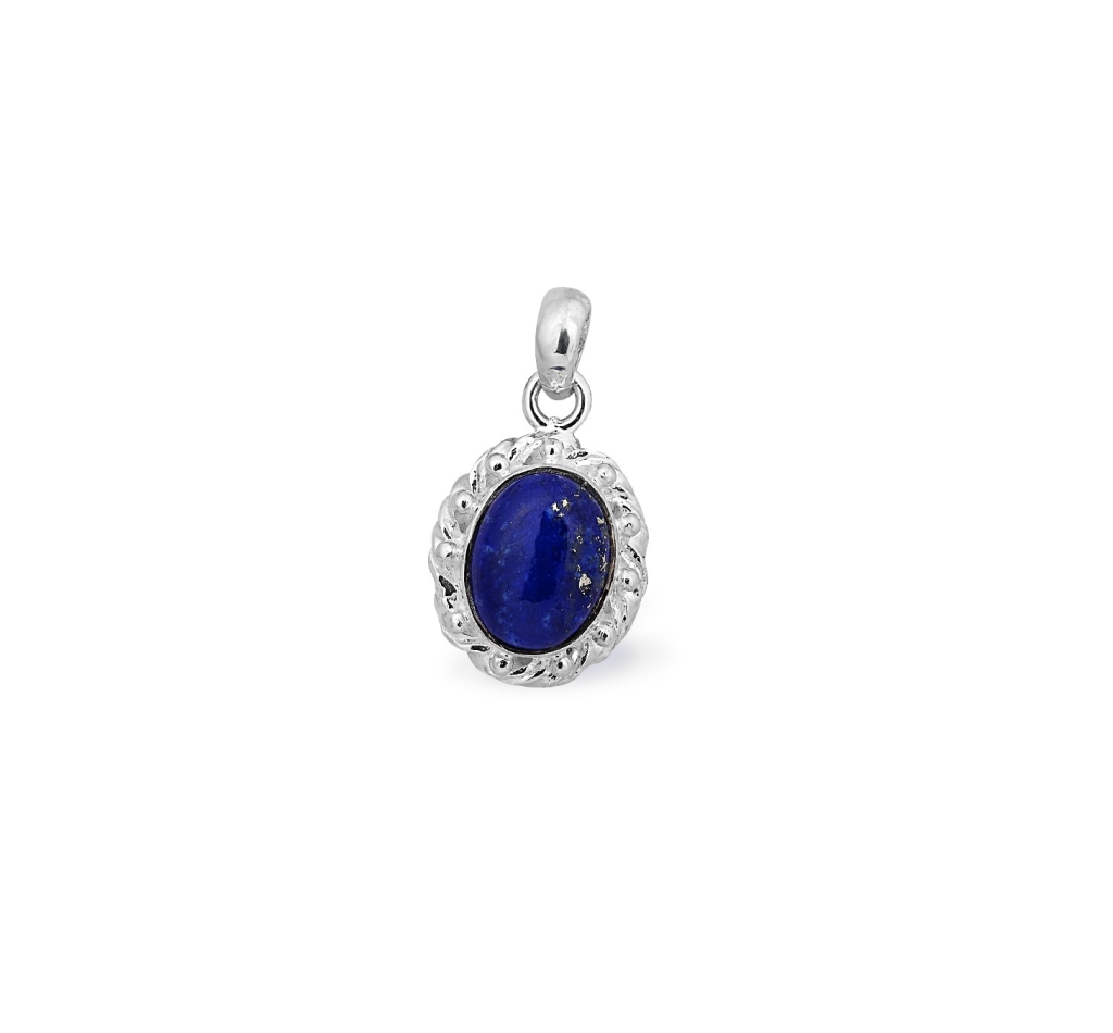 Natural Lapis Lazuli Boho Style Sterling Silver Pendant Necklace