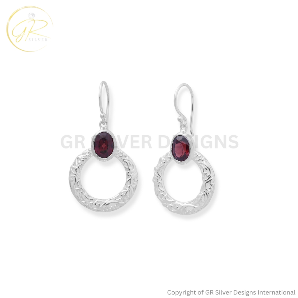 garnet Earrings by gr silver designs