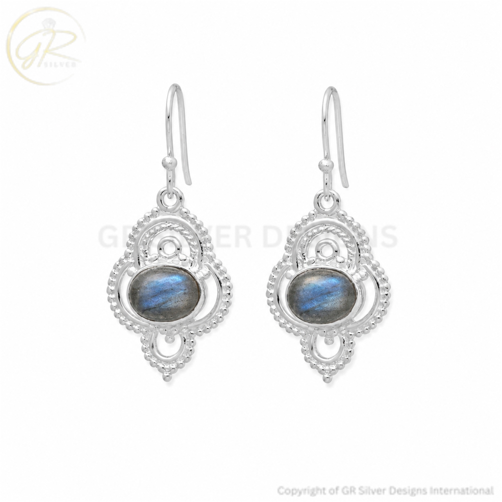 Labradorite Silver Earrings by GR Silver Designs