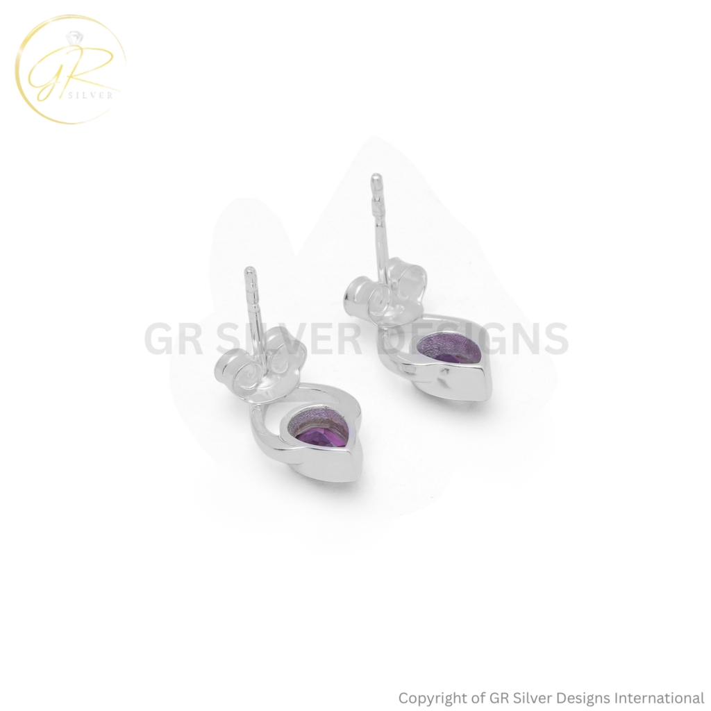 Rhodolite Stud Earrings by GR Silver Designs