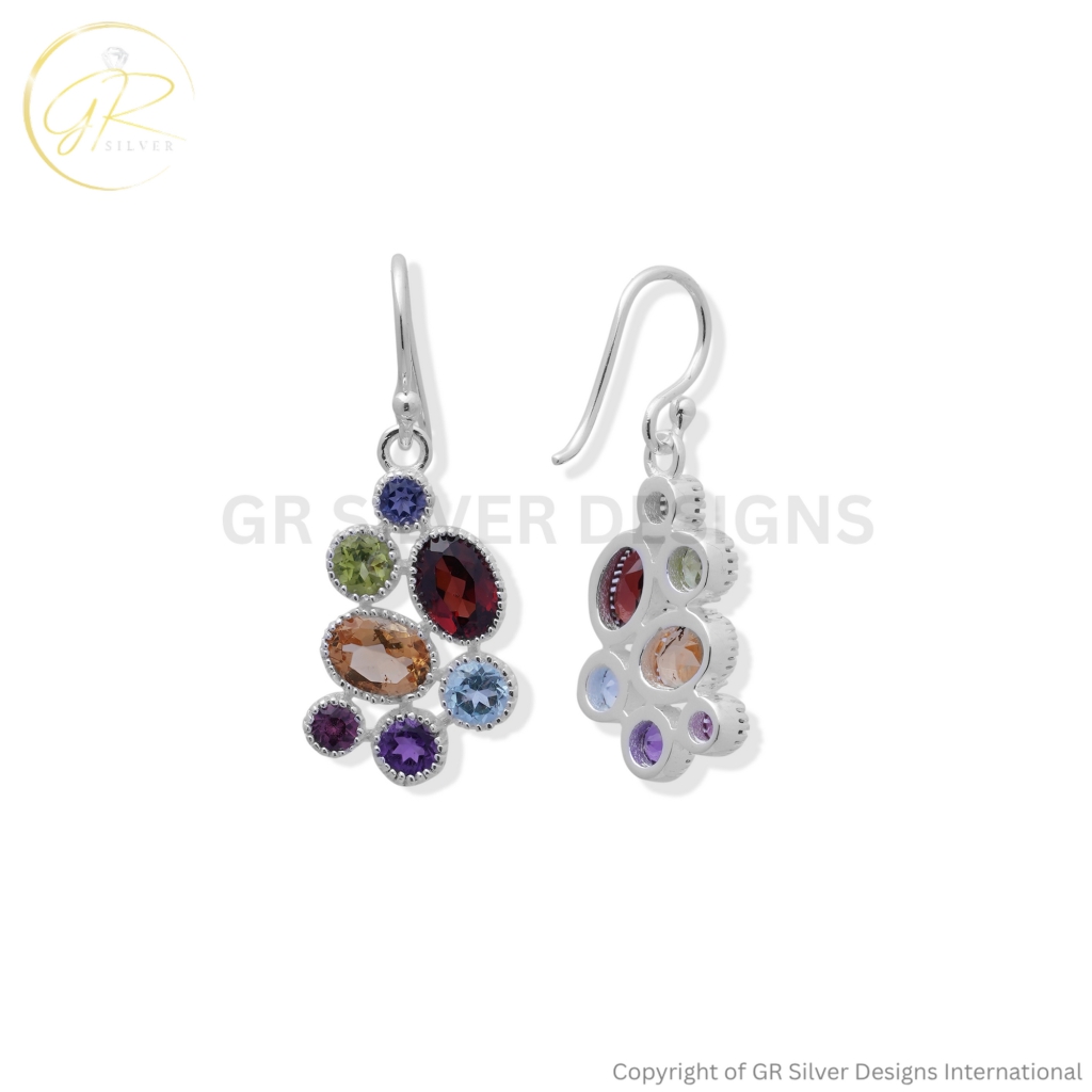 Seven Chakra Birthstone Earrings by GR Silver Designs