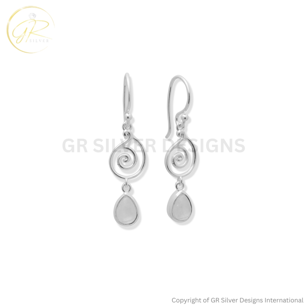 Rainbow Moonstone Dangle Earrings For Women