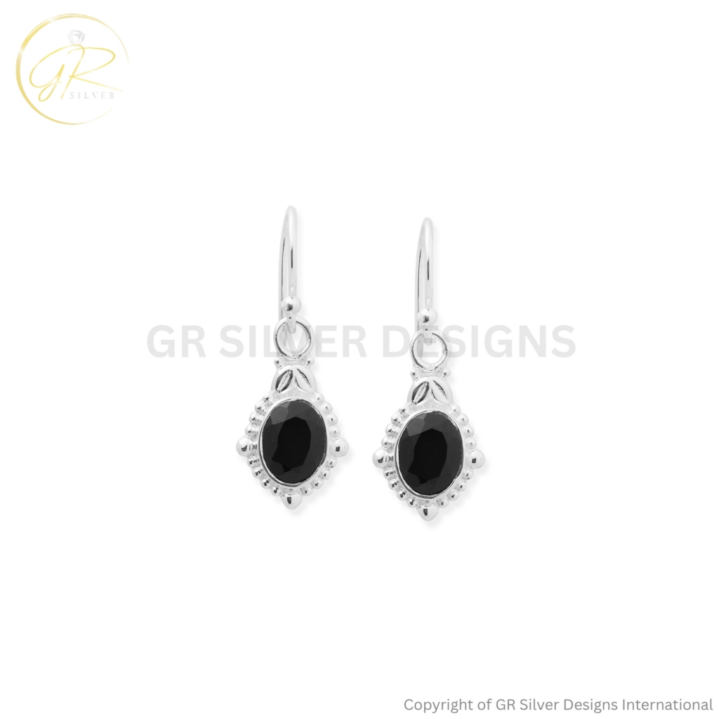 Black Spinel Gemstone Earrings For Women