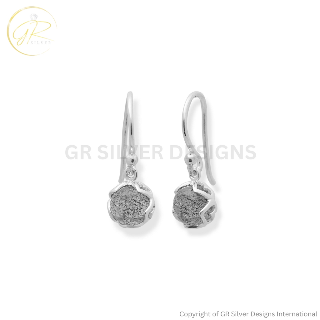 Round Labradorite Earrings by GR Silver Designs