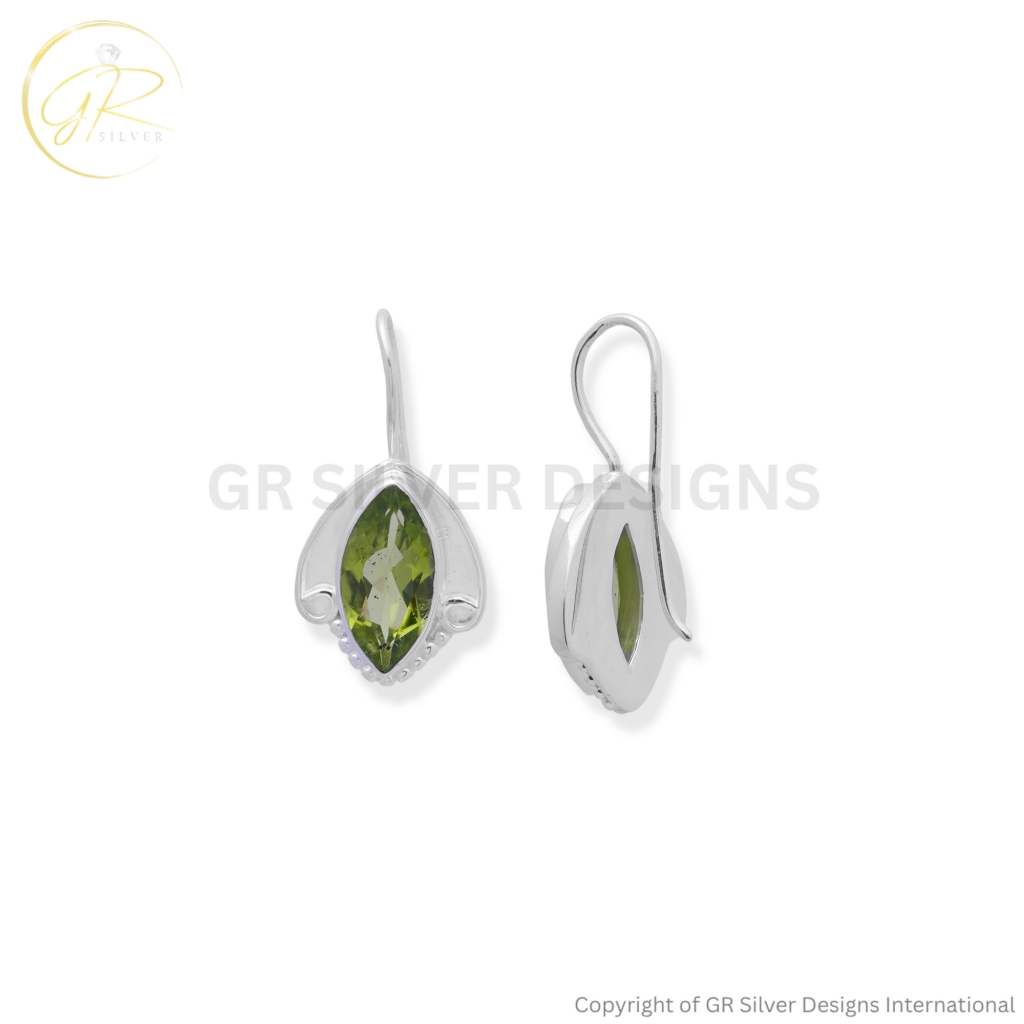 Marquise Cut Peridot Earrings by GR Silver Designs