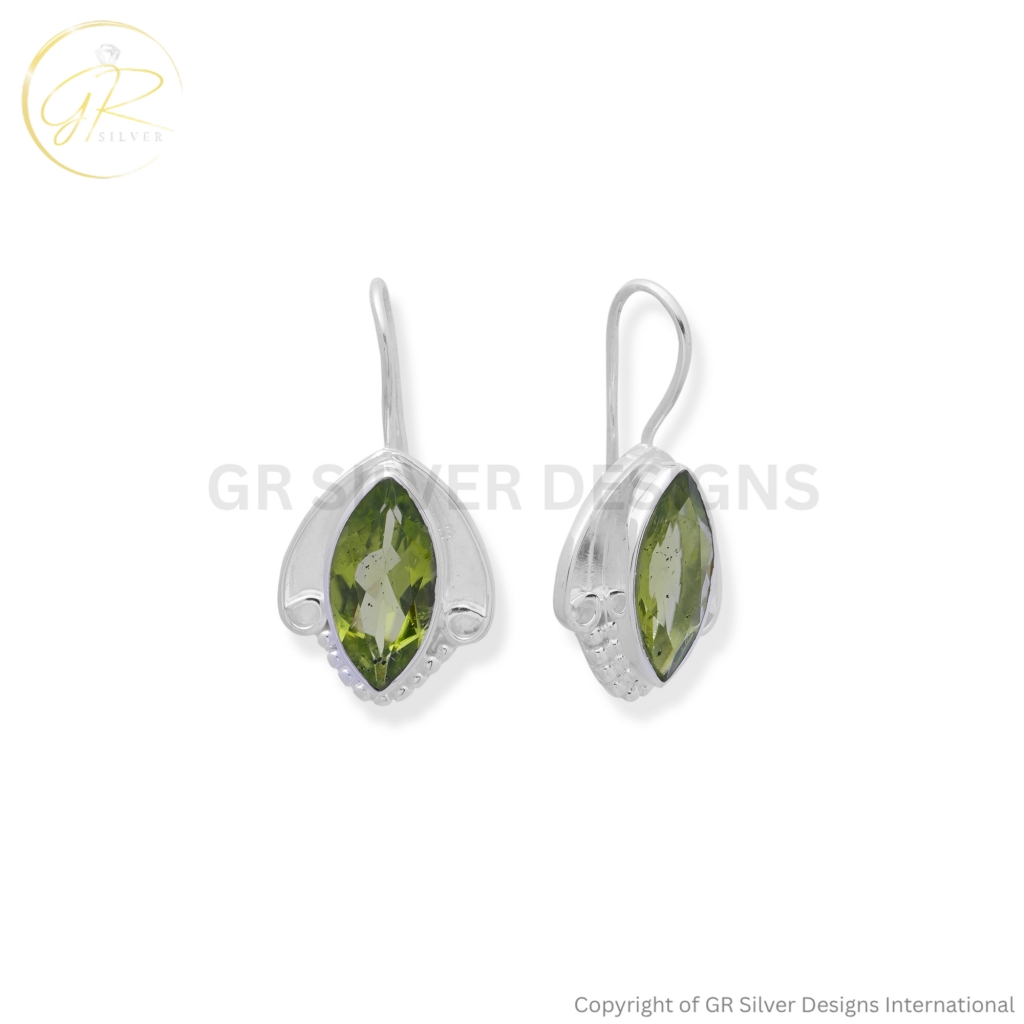Marquise Cut Peridot Earrings by GR Silver Designs
