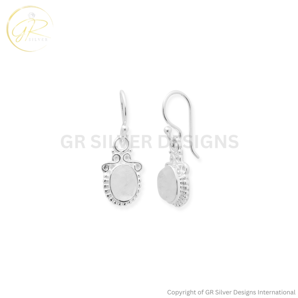 Rainbow Moonstone Dangle Sterling Silver Earrings For Women
