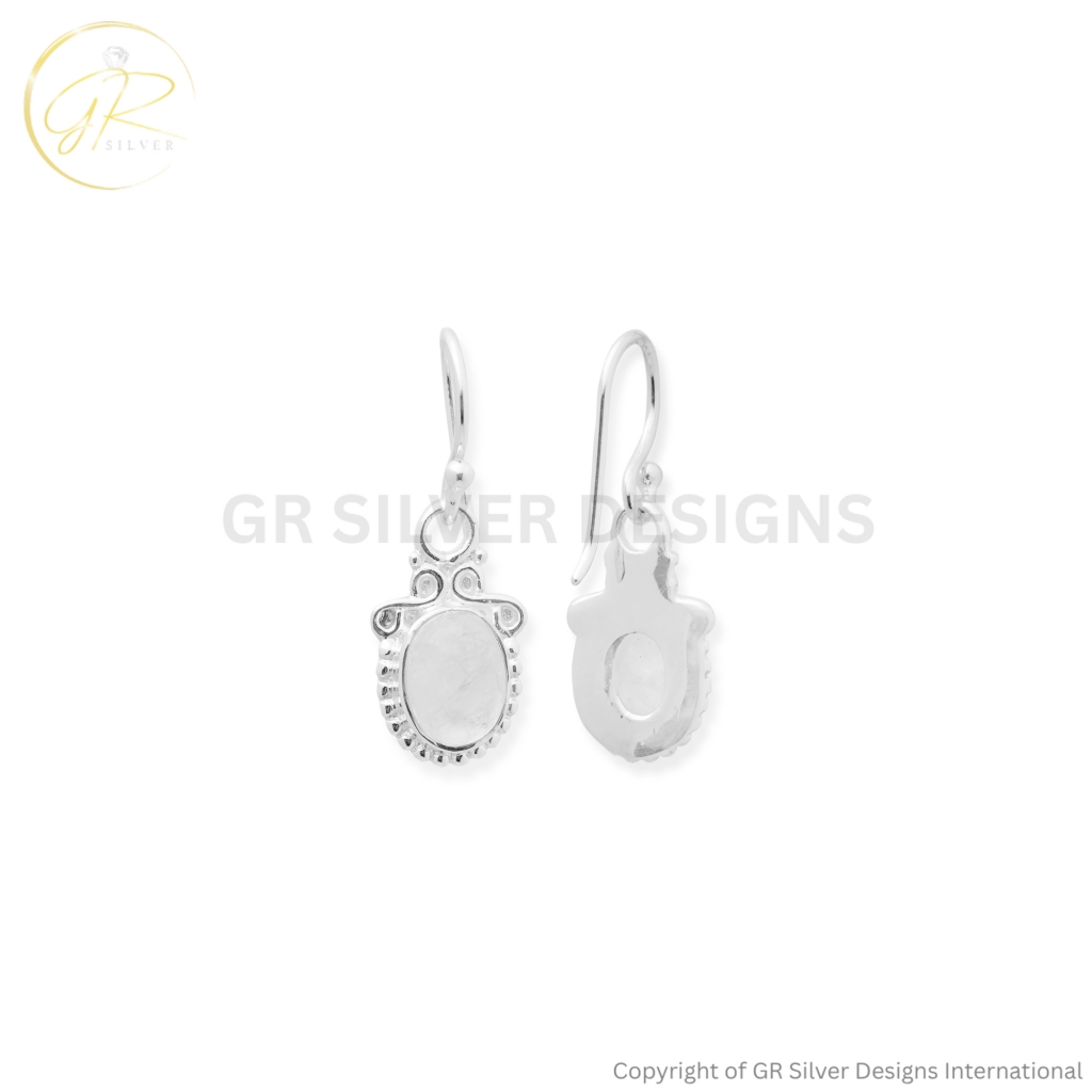 Rainbow Moonstone Dangle Sterling Silver Earrings For Women