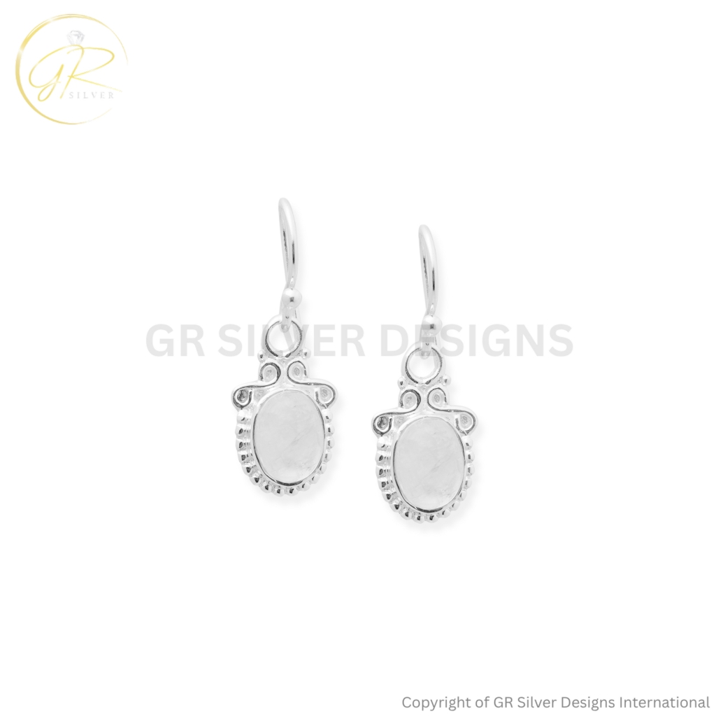 Rainbow Moonstone Dangle Sterling Silver Earrings For Women