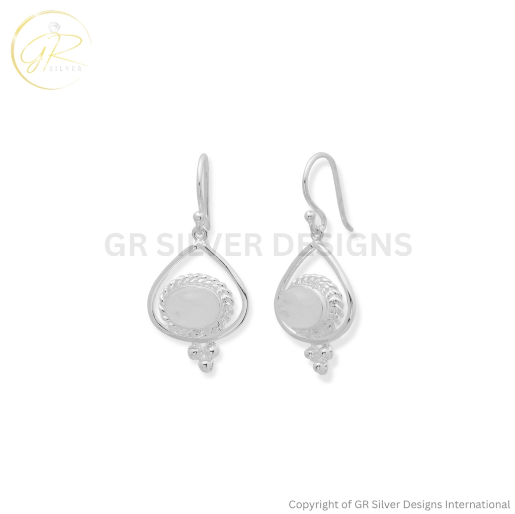 Rainboe Moonstone Dangle Silver Earrings For Women