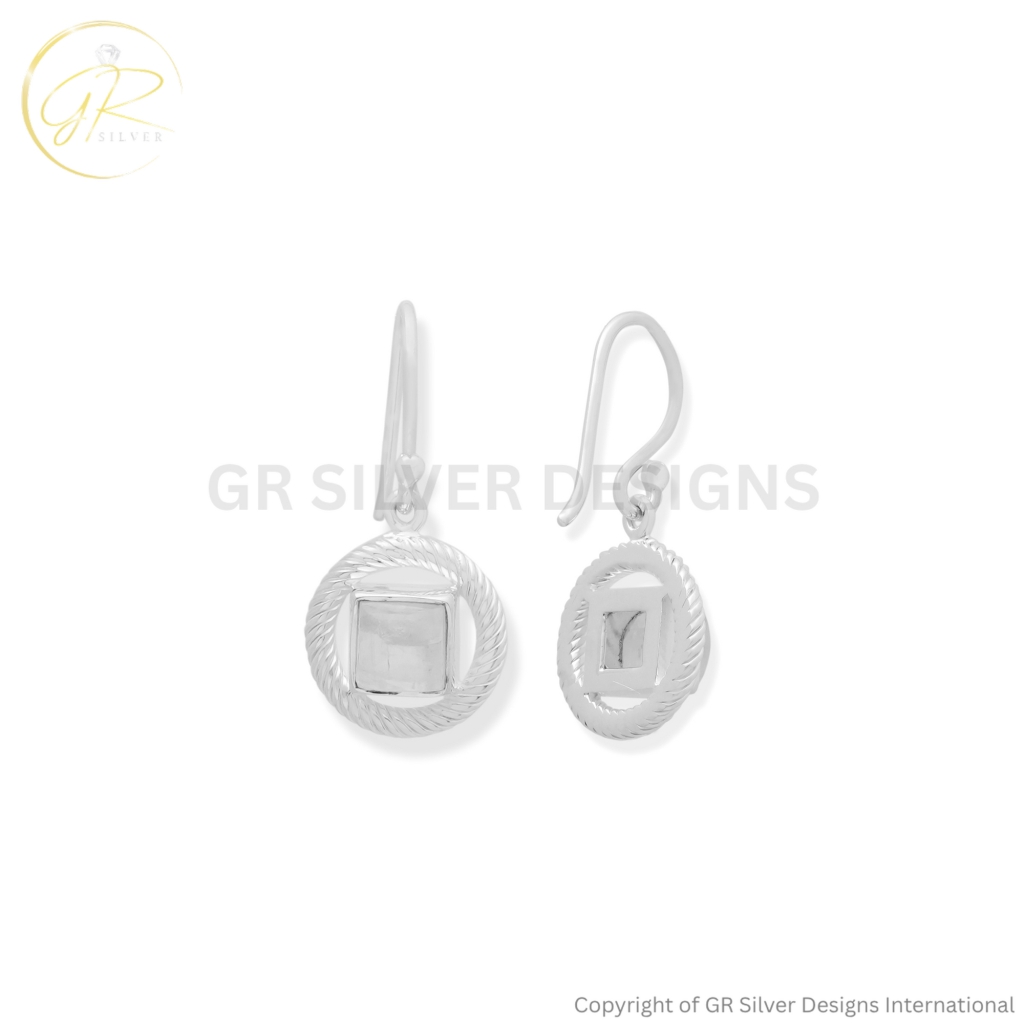Rainbow Moonstone Dangle Sterling Silver Earrings For Women