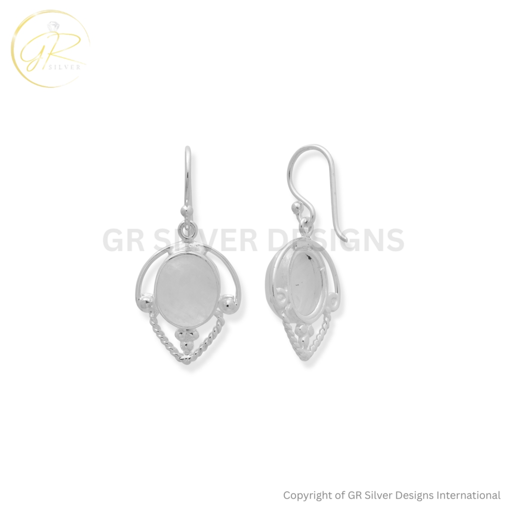 Rainbow Moonstone Dangle Earrings by GR Silver Designs