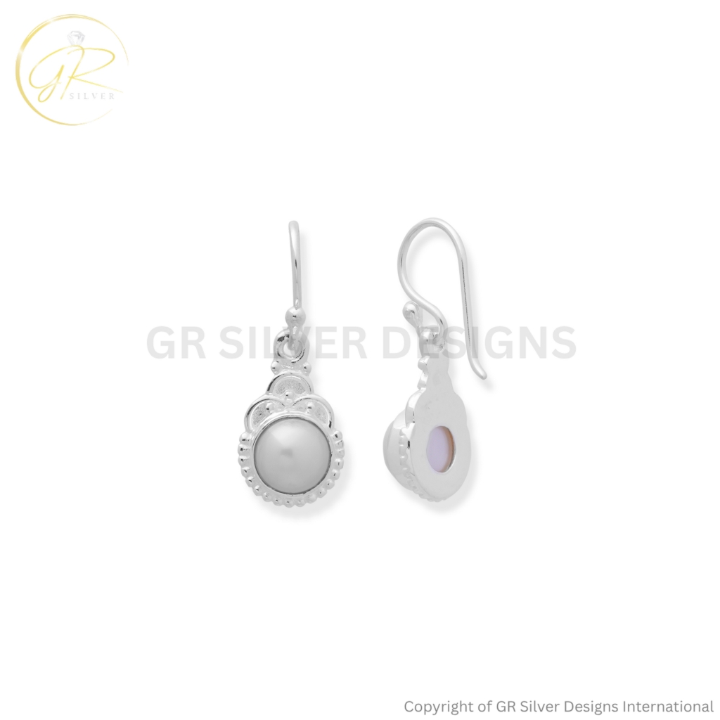 Real Pearl Dangle Drop Earrings For Women In Silver