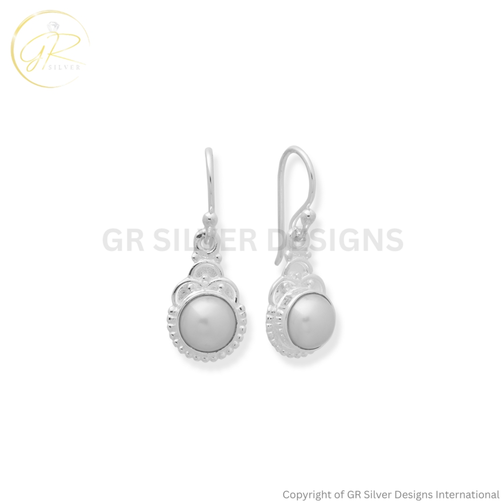 Real Pearl Dangle Drop Earrings For Women In Silver