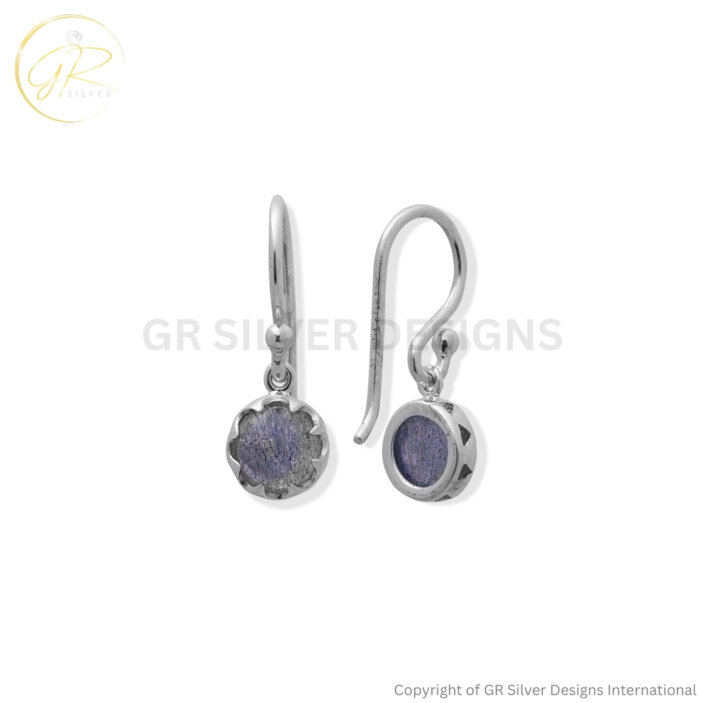 Natural Labradorite Dangle Sterling Silver Earrings For Women