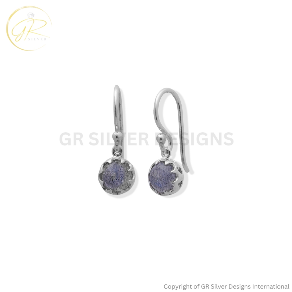 Natural Labradorite Dangle Sterling Silver Earrings For Women