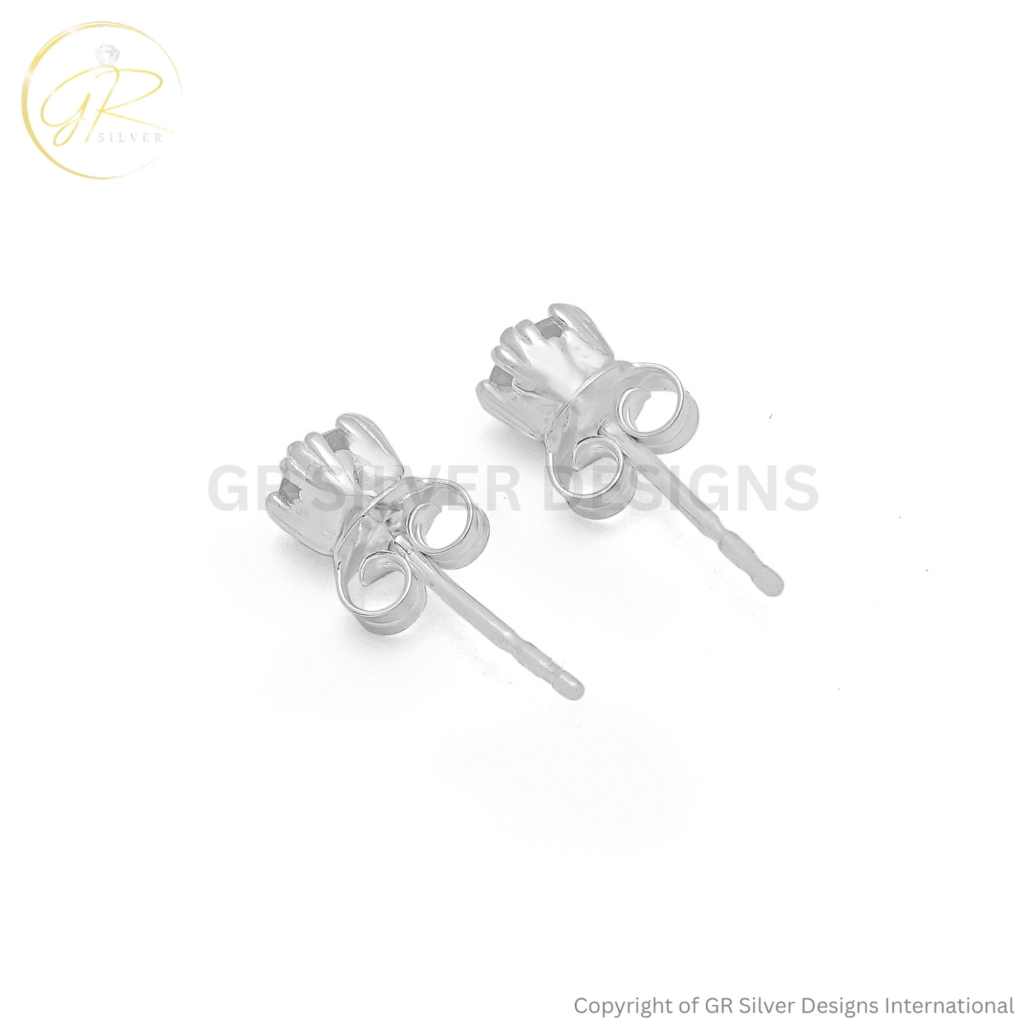 Natural Rose Quartz Sterling Silver Stud Earrings for Women
