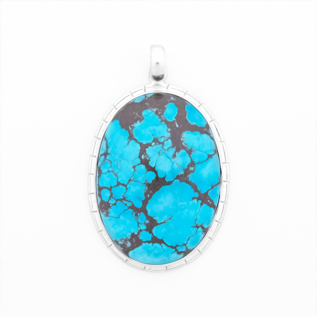 Natural Turquoise Oval Sterling Silver Pendant Jewellery