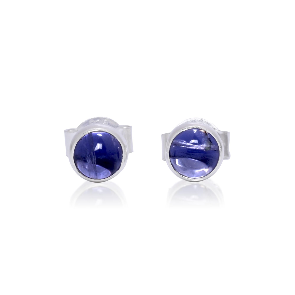 Natural Tanzanite Birthstone Sterling Silver Round Studs Earrings