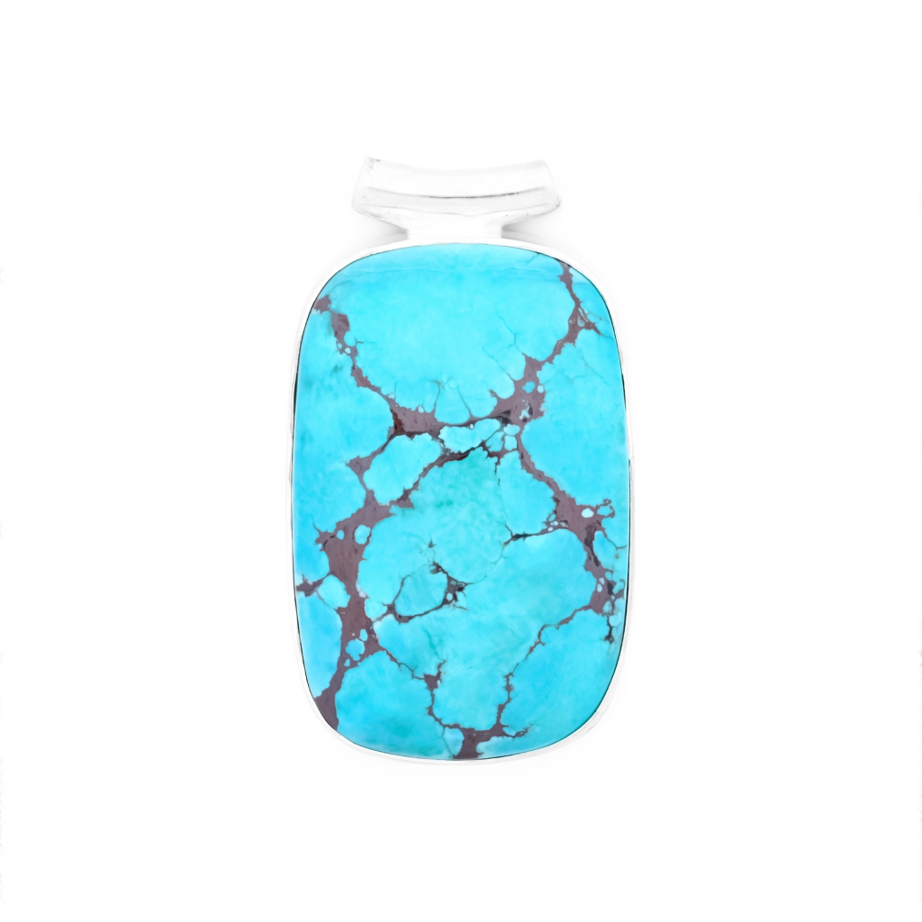 Natural Turquoise Cushion Sterling Silver Pendant Jewellery