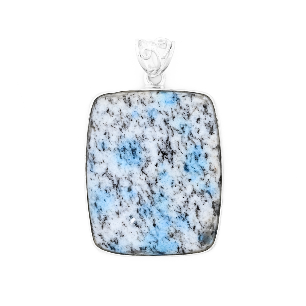 Natural K2 Jasper Cushion Sterling Silver Pendant Necklace