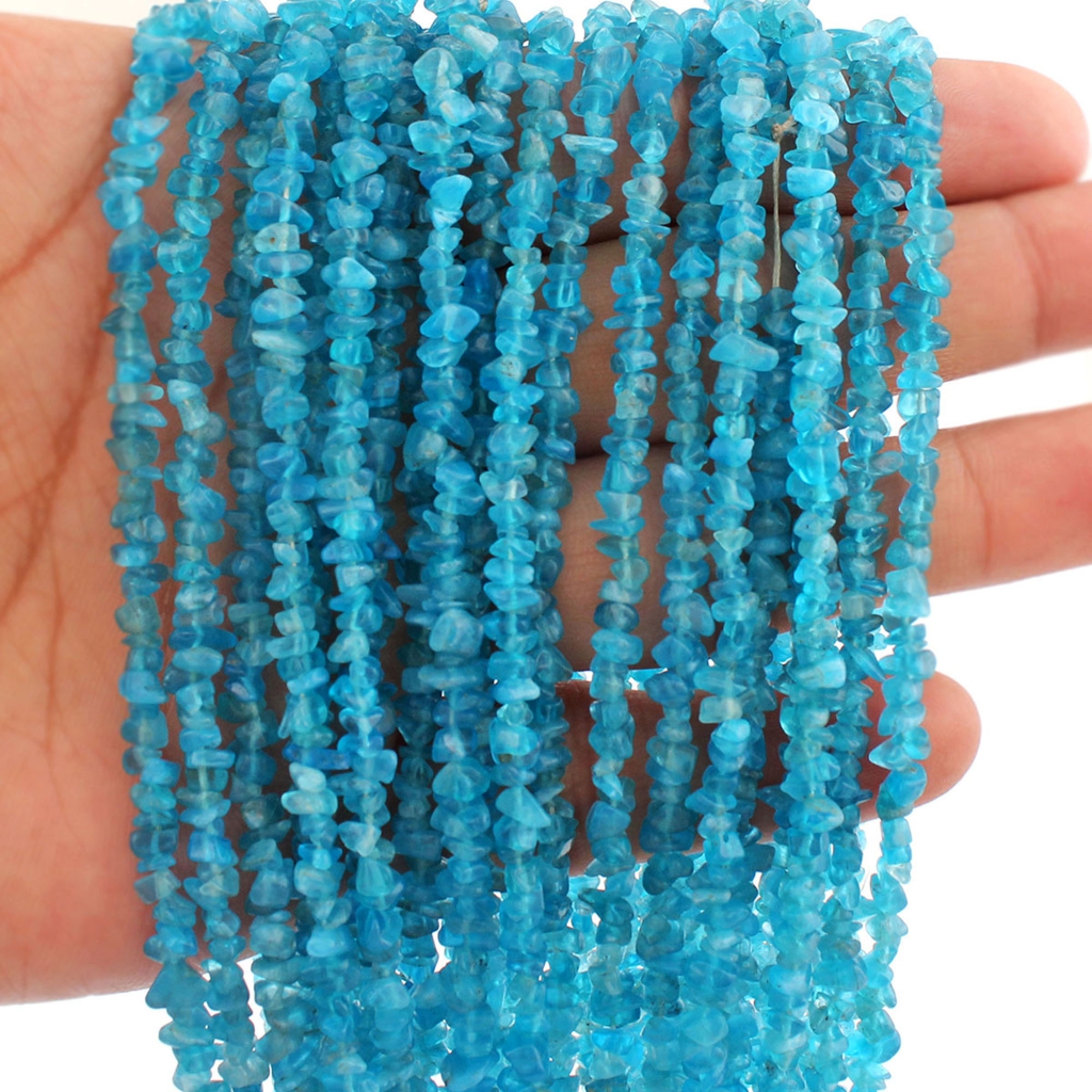 Neon Apatite Uncut Mix Size Gemstone Beads 10 Strands 30"