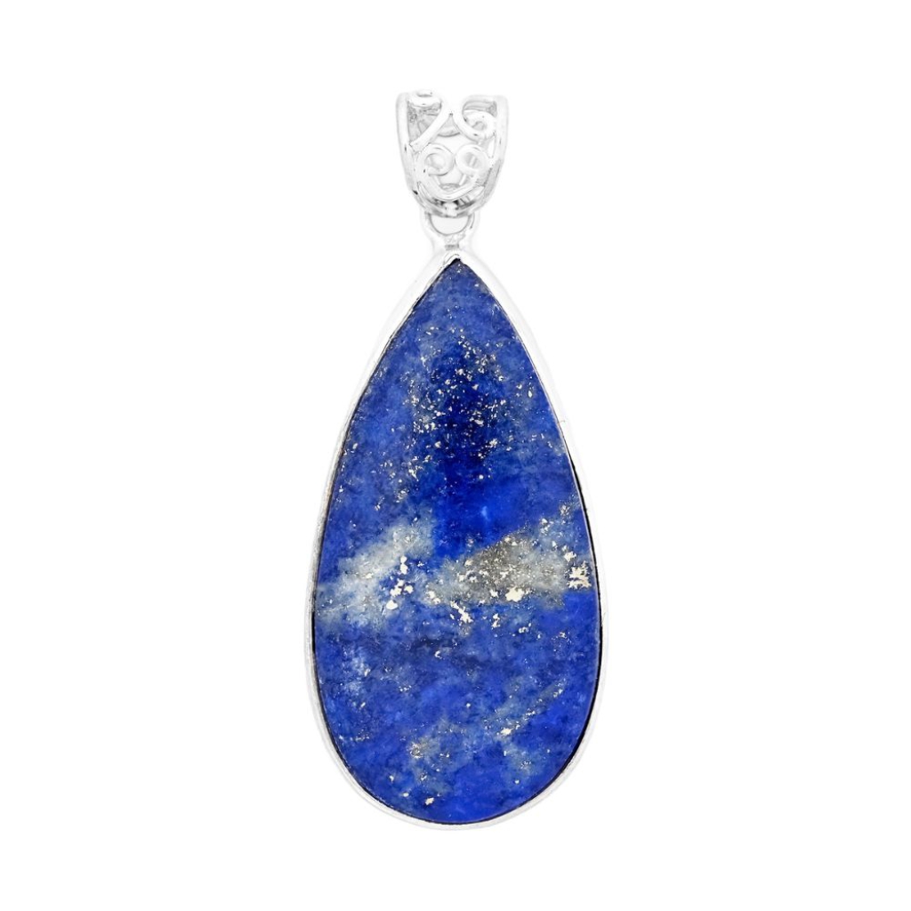 Blue Lapis Lazuli Pear Designer Sterling Silver Pendant Jewellery