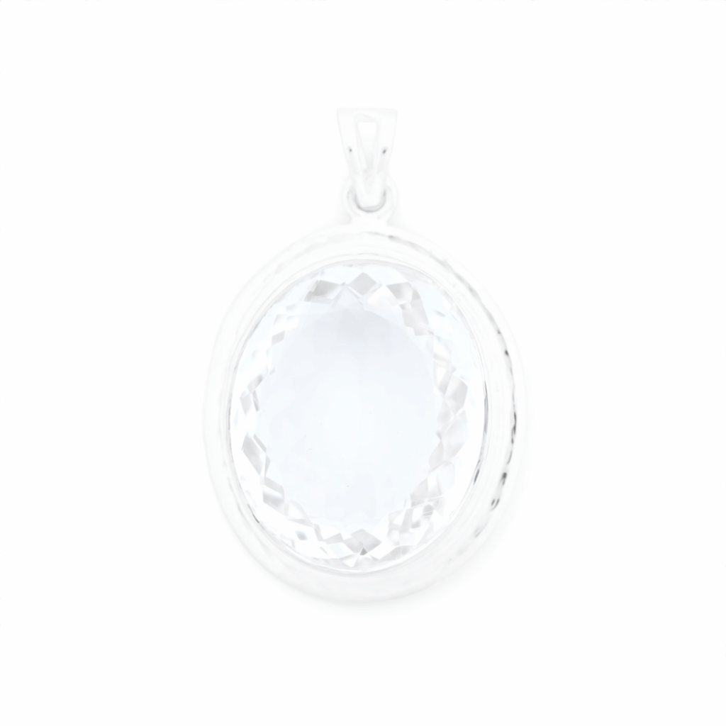 Natural Clean Crystal Quartz Oval Sterling Silver Pendant Jewellery