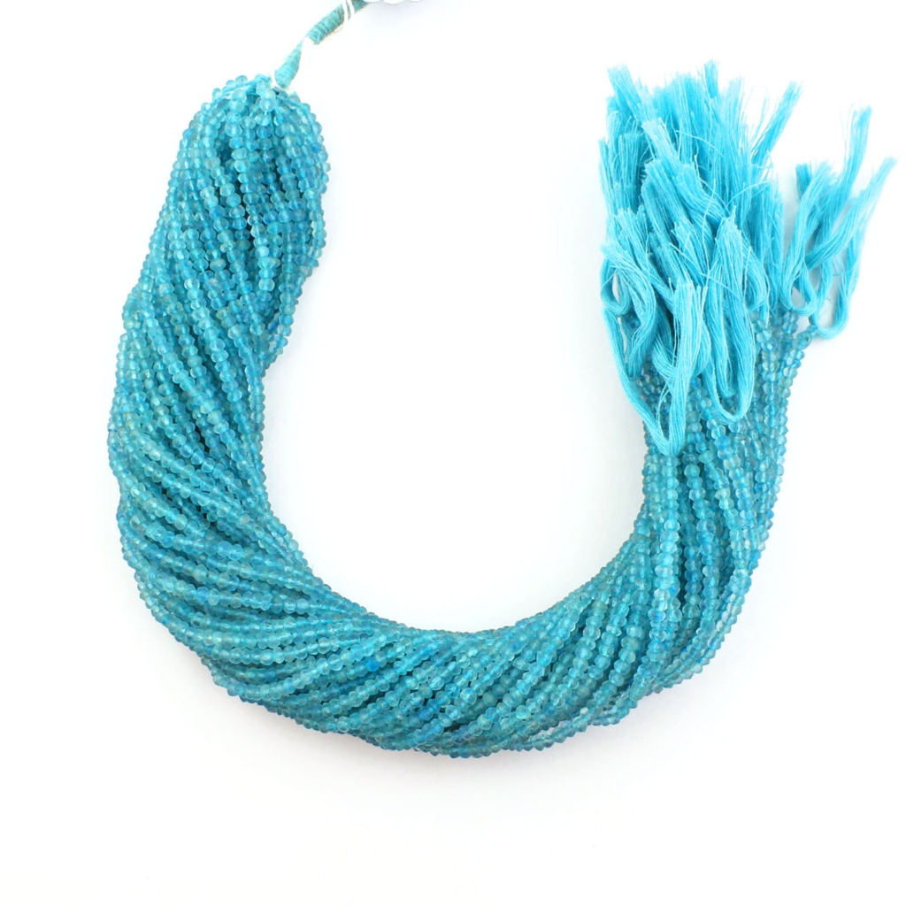 Natural Sky Apatite Faceted Round Gemstone Beads For Jewelry